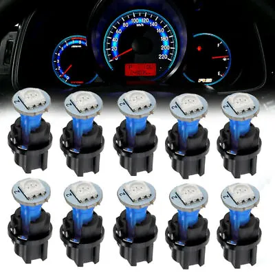 10Pcs T5 Car Instrument Panel Cluster LED Dash Light Bulb W/ Twist Sockets Blue • $7.11