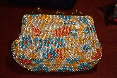 Vintage Retro -  Laura  Colorful Floral Micro Bead Handbag 50 S/60 S • $15