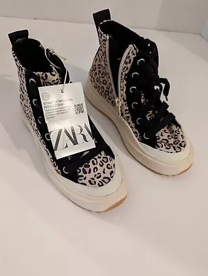 $28.50 • Buy Youth Zara Leopard High Tops Side Zipper - Size 12