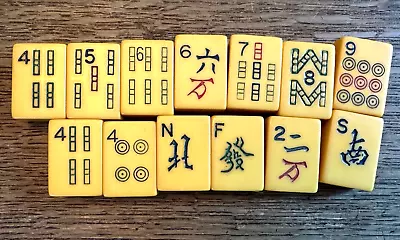 Vintage Bakelite Mah Jongg Mah Jong TILES X Lucky 13 BUTTERSCOTCH 1 1/4  X 7/8  • $29.99