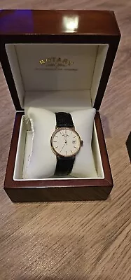 ROTARY 9ct Gold Mens Classic Dress Watch Original Box *personally Inscribed* • £400