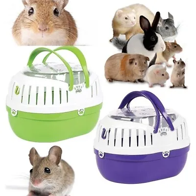 Small Animal Carrier Happy Pet Plastic Pet Travel Cage - Hamster Gerbil Vet Trip • £12.49