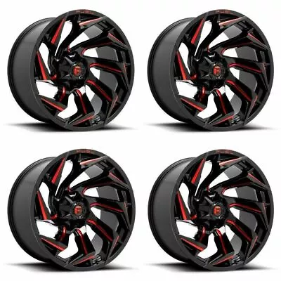 $1828 • Buy Set 4 20  Fuel D755 Reaction Black Milled Red Tint Wheels 20x10 5x4.5 5x5 -18mm