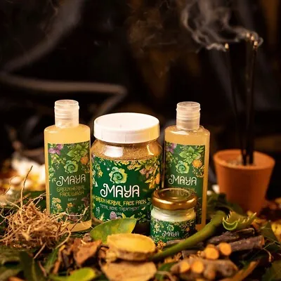 Maya Green Herbal Face Pack + Face Wash + Cream Pimples Skin Pure Organic Herbal • $199.99