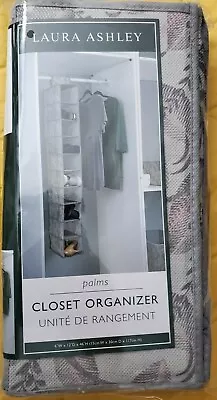 LAURA ASHLEY Closet Organizer Gray Palm Print Closet Organizer 10 Shelf NWT • £9.64