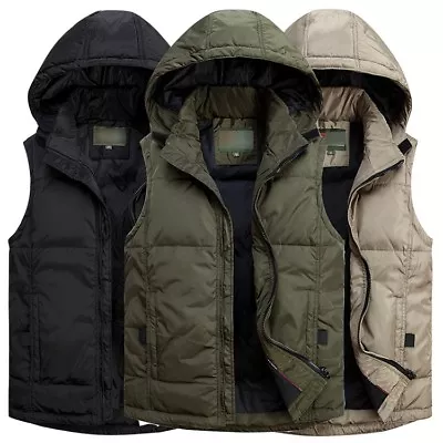 Mens Winter Hooded Duck Down Vests Loose Casual Waistcoat Sleeveless Jacket Coat • $50.33