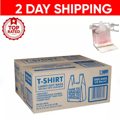 T-Shirt Thank You Plastic Grocery Store Shopping Carry Out Bag 1000ct Recyclable • $32.99