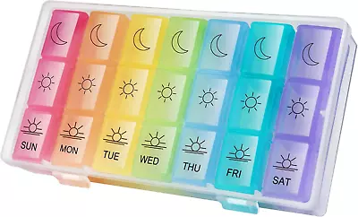 Weekly Pill Organizer 3 Times A Day GOGOODA 7 Day Pill Box Vitamin Container • $14.23