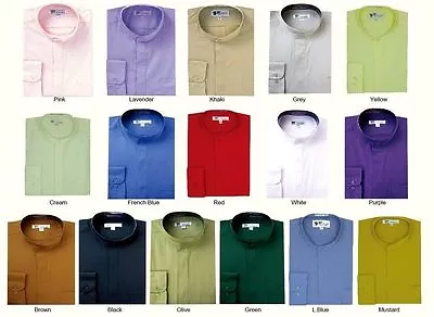 Mens' Mandarin Collar ( Banded Collar) Dress Shirt By Fortino Landi/TDC  SG01 • $13.98