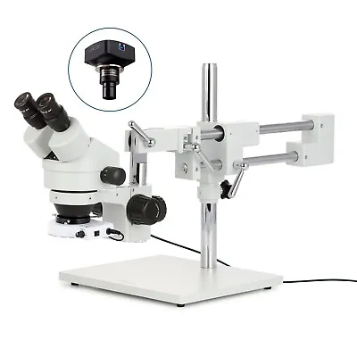 AmScope 7-45X Zoom Binocular Stereo LED Boom Microscope+18MP USB3 C-Mount Camera • $856.99