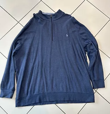 Polo Ralph Lauren Mens Blue 1/4 Zip Soft Cotton Viscose Sweater • $35