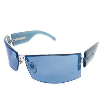 $280 • Buy Versace Sunglasses - Authentic Vintage Versace Blue Wrap Sunglasses