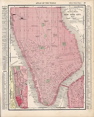 £20.28 • Buy 1895 Antique Manhattan City Map New York City Street Map Gallery Wall Decor 1011