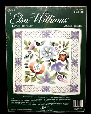 JCA ELSA WILLIAMS Crewel Stitchery Kit  Lattice Tree Pillow  #00458 NEW SEALED • $37.99