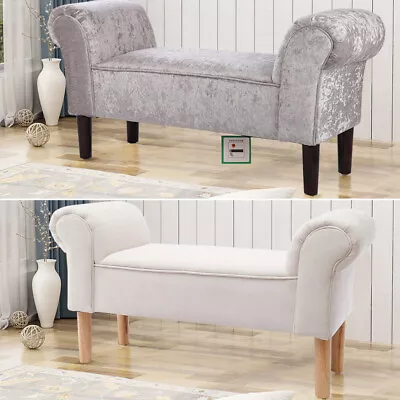 98cm Long Upholstered Seat Ottoman Bench Rolled Arm Bedroom Bed End Side Stool • £69.95