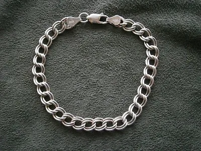 Double  Curb Link Vintage 925 Sterling Silver Bracelet 7.75  ~ 11.8g • $26.50