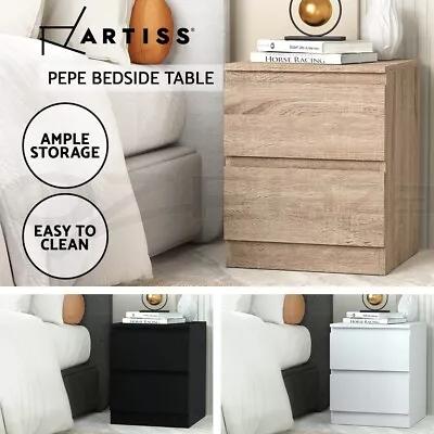 Artiss Bedside Table Side Table 2 Drawers Nightstand Bedroom Black/White/Wood • $59.95