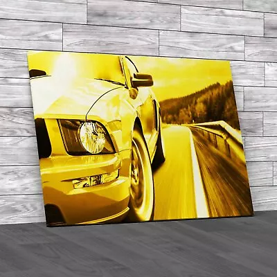 Fast Red Car Yellow Canvas Print Large Picture Wall Art • £21.95