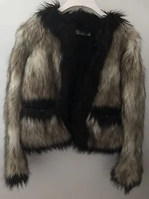 LANVIN H&M Faux Fur Jacket Coat Size EU 38 Limited Edition 2010 • $160