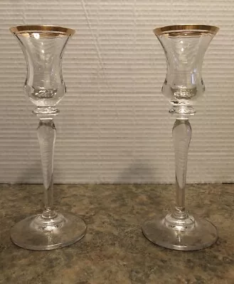 Set Of Two Mikasa Jamestown Crystal Cordial Glasses/Candle Stick Holders • $19.99