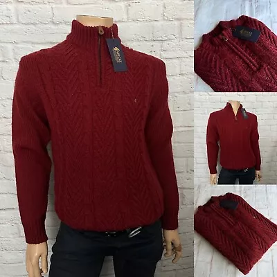 Gabicci Chunky Cable Knit Jumper Alpaca Wool Blend Medium Cherry BNWT. • £34.99