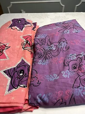 My Little Pony Full Size Fitted & Flat Sheet Pink Purple Star • $24.99