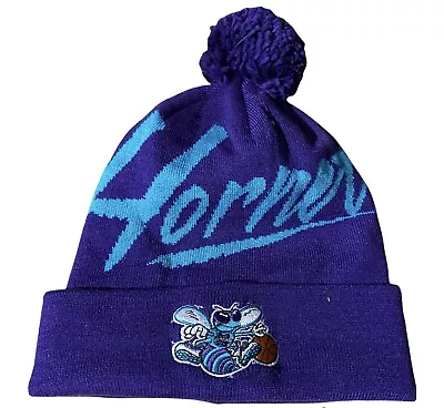 Charlotte Hornets Script Knit Beanie Hat Cuffed W/pom Mitchell And Ness Nwt • $17.98