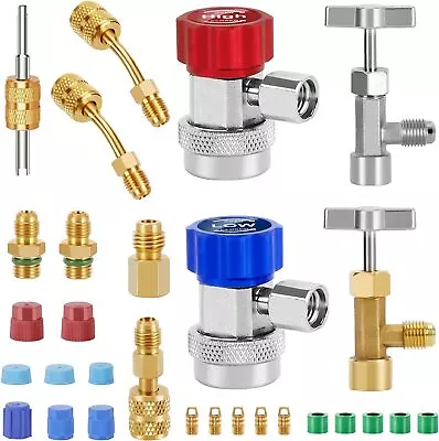 R134A AC Gauge Hose Conversion Adapters Quick Coupler Can Tap R410 Adapter Valve • $44.99