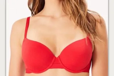 £7.99 • Buy M&S Cotton Rich UnderWired Padded  Balcony T Shirt Bra In RED Size 34B