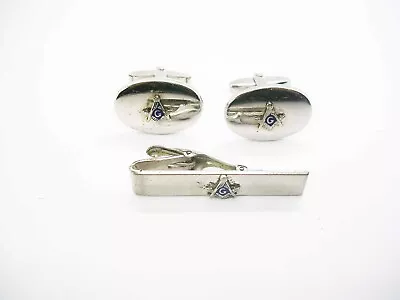 Freemason Cuff Links Tie Clip Set Vintage Masonic Men Jewelry Accessory • $27.96