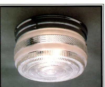 DRUM CHROME Vintage GLASS Retro CEILING LIGHT FIXTURE 10  Kitchen Bath G0079 K86 • $79.95