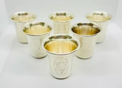 Vintage Judaica Signed A.C. Sterling Silver Kiddush Cups 2” Set Of 6 NO MONOGRAM • $124.99