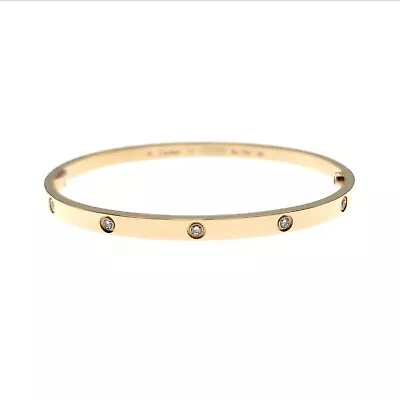 Cartier 10P Diamond Small Love Bracelet 18K Rose Gold Size 17 • $6770