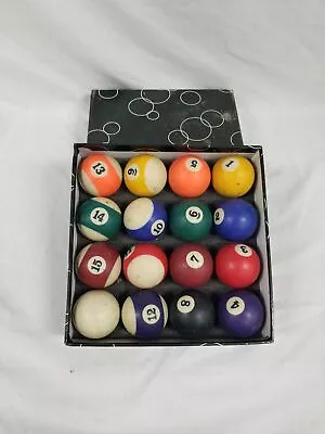 VTG Set Of POOL CUES Billiards Balls In Original Box Speckled Shelf/Storage Wear • $15.99