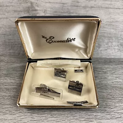 Vintage Sterling Silver Mr. Executive Cufflinks Tie Pin Tack • $17.99