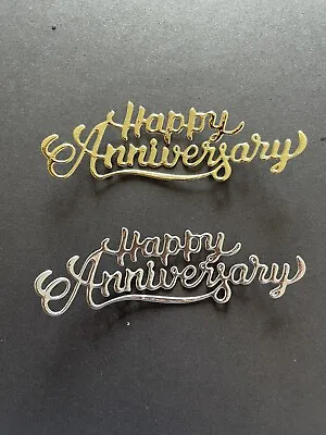 Die Cuts 20 X Happy Anniversary Foil Card Topper. Embellishments.Decoration • £2.95