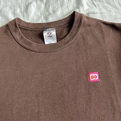 Vintage 90s Y2K Dunkin Donuts Brown Employee Crewneck Sweatshirt Size Small S • $23.99