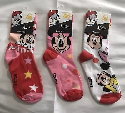 Disney Minnie Mouse Pack Of 3 Socks Different Designs • £3.99