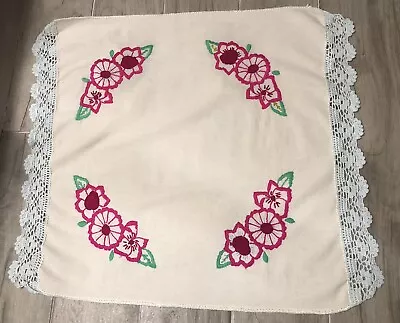 Handmade Mexican Embroidered Woven Cloth Servilleta Napkin (Pink/Green/Floral) • $17.95