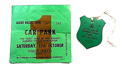 ASCOT RACES - Day Member's Badge & Car Park Label (No.1 Car Park) - 12/10/1996 • £3.99
