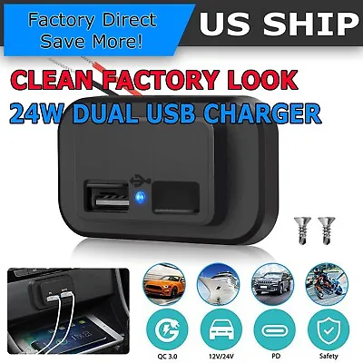 New 12V-24V 4.8A Dual USB Port Car Fast Charger Socket Power Outlet  Waterproof • $6.99