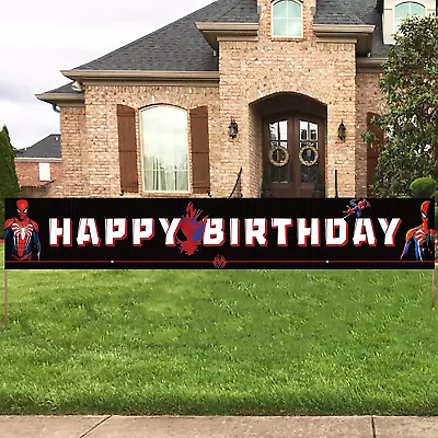 Large Spiderman Birthday Decoration Banner Spiderman Happy Birthday Banner Sign • $21.98