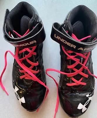 Under Armour Mens Shoes Black 9.5 High Top Athletic Pink Laces (d) • $18.98