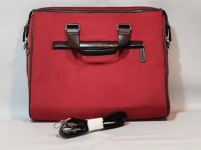 Franklin Covey Red Nylon & Leather Laptop Bag Women's Briefcase Shoulder Bag • $28.99