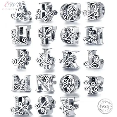 £15.49 • Buy Alphabet / Initial Letter Charm A-Z Genuine 925 Sterling Silver  💞Birthday Gift