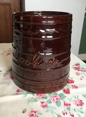 Vintage MCM Marcrest Daisy Dot Solid Brown Stoneware Crock Cookie Jar No Lid • $9