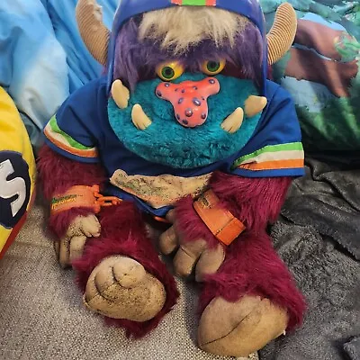 Vintage 1986 AmToy My Pet Football Monster 26  Plush With Jersey Helmet Cuffs • $209.95
