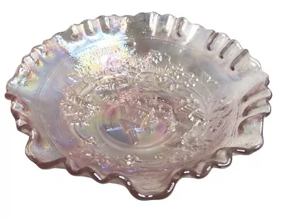 Vintage Lenox Imperial Glass Pink Iridescent Carnival Glass Windmill Bowl • $16