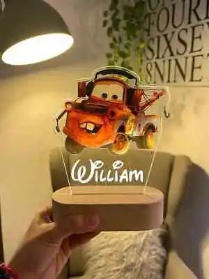 Personalized MATER Cars Birthday Gift Table Lamp Acrylic Night Light AU • $57.74