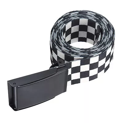 Checkered Belt Adjustable Cuttable Black White Grid Strap For Clothing • £5.88